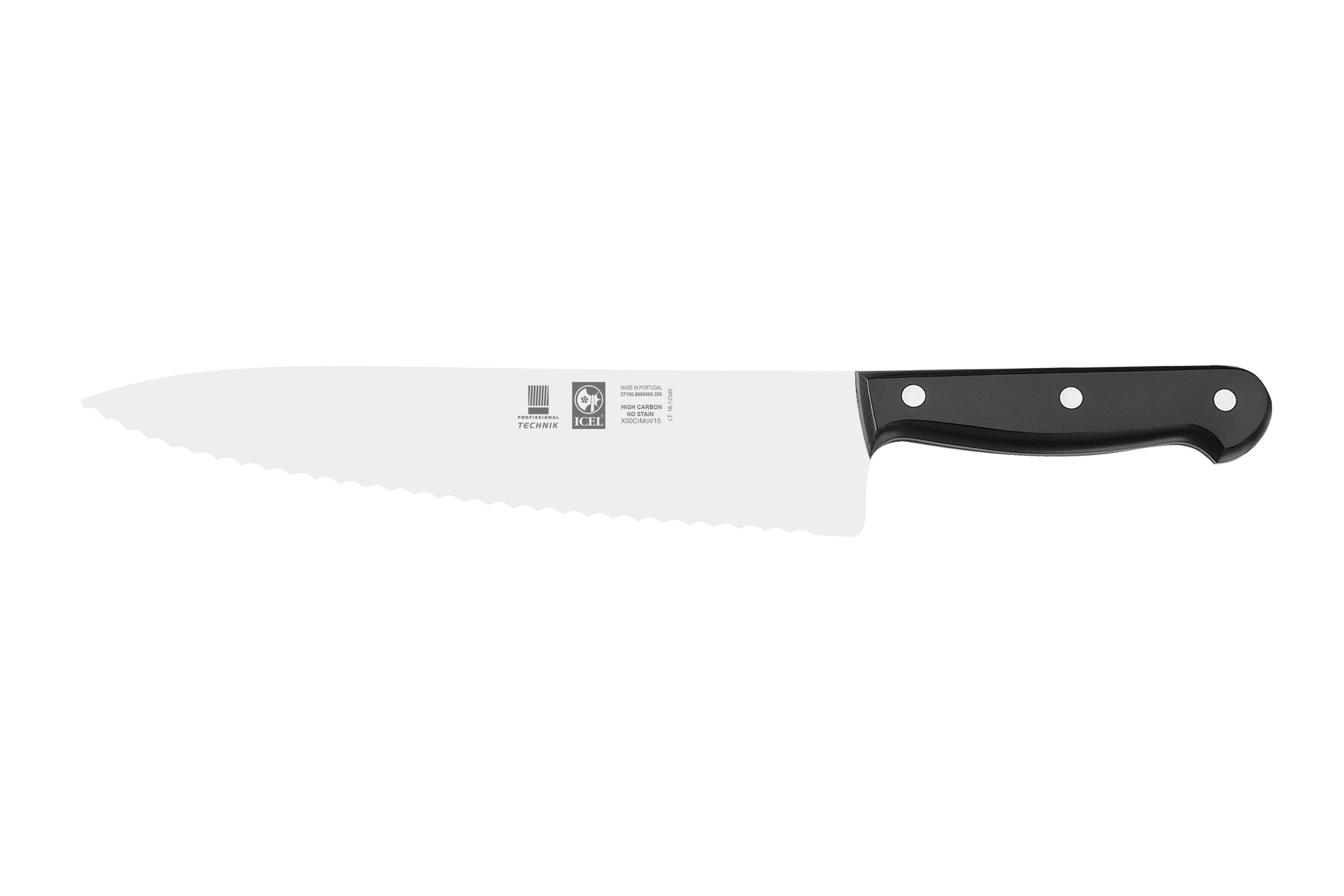 Faca de chefe, serrilha 250mm